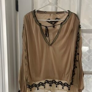 Free People Beige and Black Women's Top